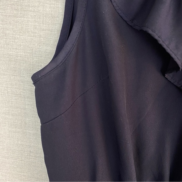 Sleeveless Mini Dress Alythea Purple Ruffled V-Neck Elastic Waist Pockets - Picture 4 of 11